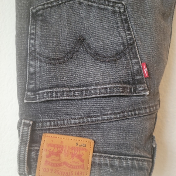 Black Levi's 501 High Rise Straight Leg Button Down Jeans - Picture 4 of 6